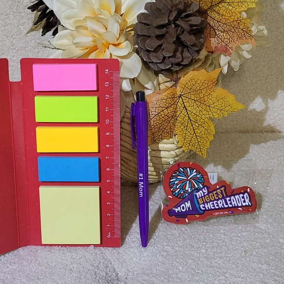 Mom My Biggest Cheerleader 3pc Stationary Set (Sticky Notes, Pen & Magnet) NIP🐈 - Picture 4 of 8